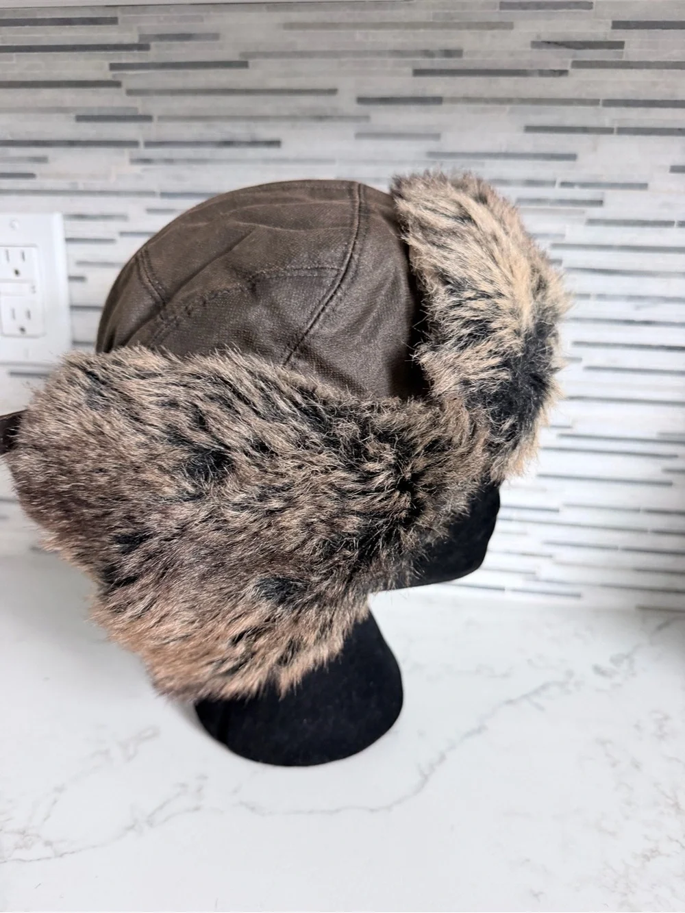 Vintage Faux Fur winter Aviator Trapper Hat - Brown